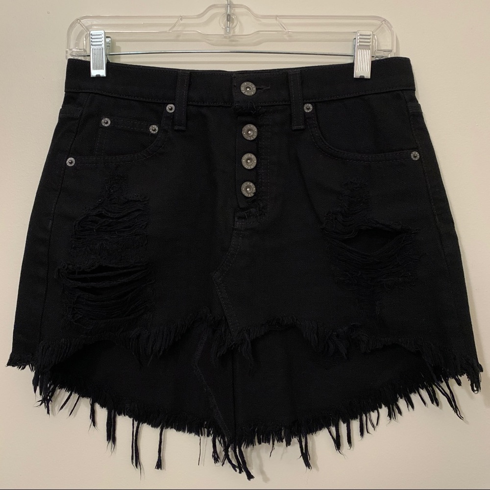 🚨SOLD Distressed CARMAR Black Denim Skirt
